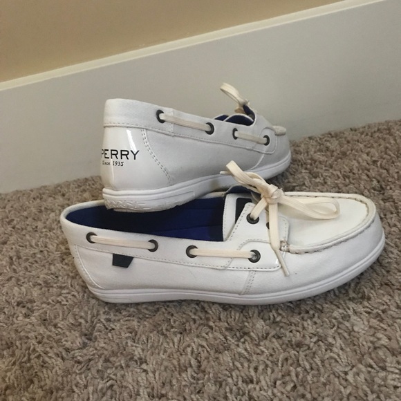 White canvas Sperry boat shoes - Picture 1 of 3